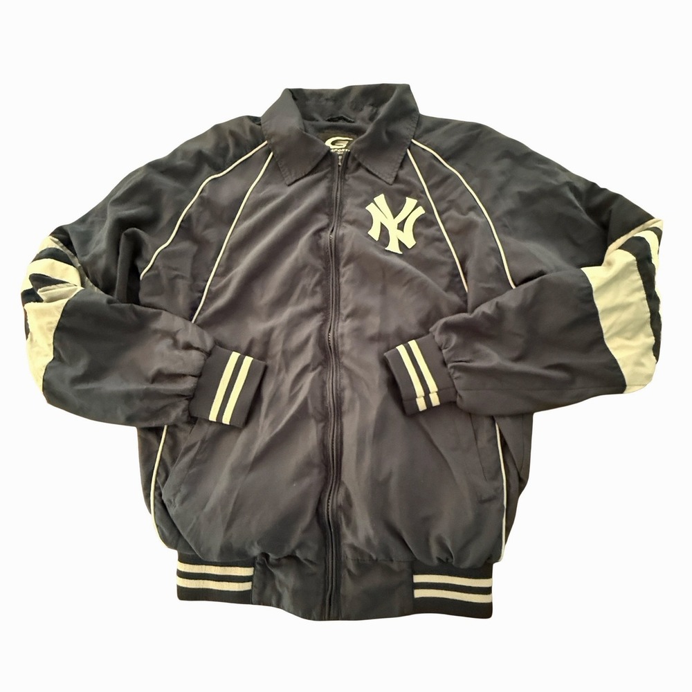 G-III Sports Vintage New York Yankees Mens S Navy Windbreaker Bomber Jacket MLB